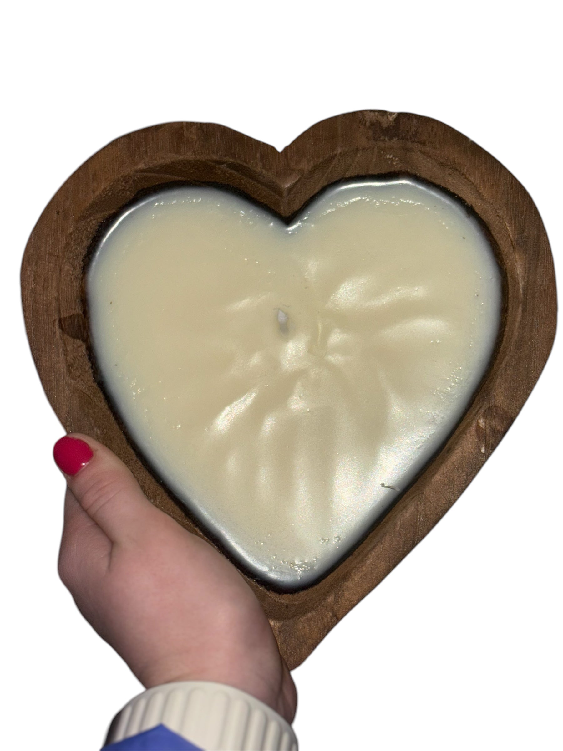 Heart Wooden Bowl Cinnamon Scented Candles