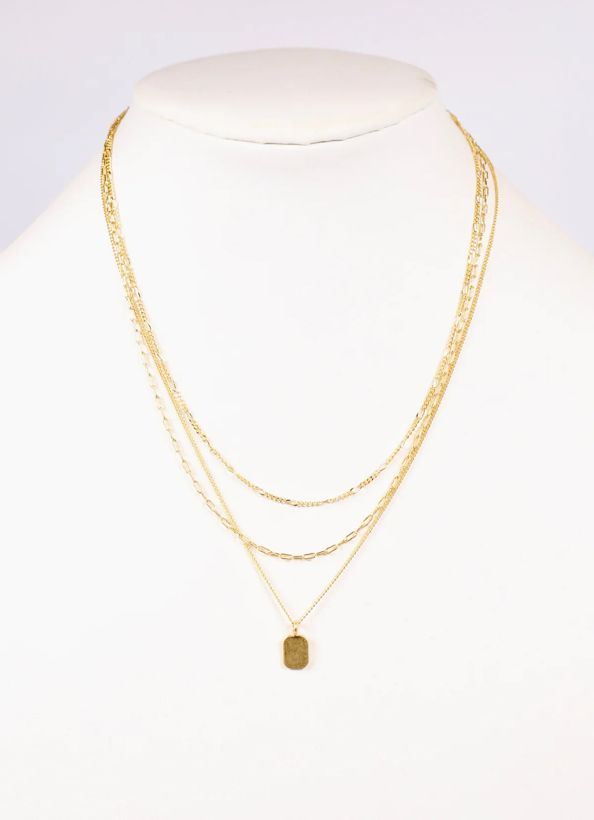 Caroline Hill Wilsonia Layered Necklace with Charm GOLD
