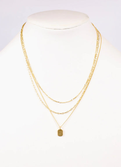 Caroline Hill Wilsonia Layered Necklace with Charm GOLD