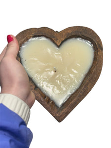 Heart Wooden Bowl Cinnamon Scented Candles