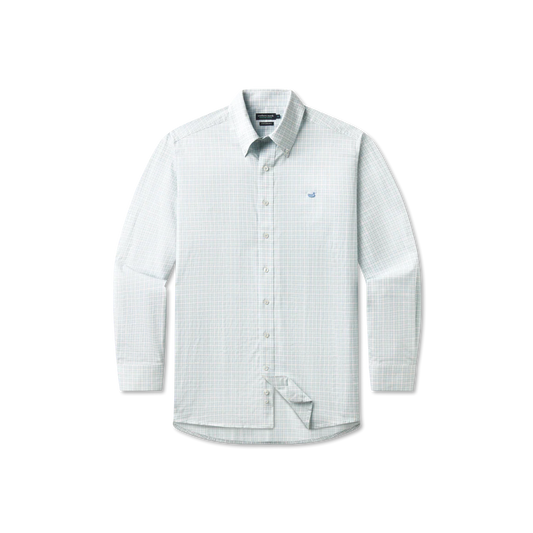 Southern Marsh Dyre Performance Gingham Dress Shirt- Light Blue and Mint