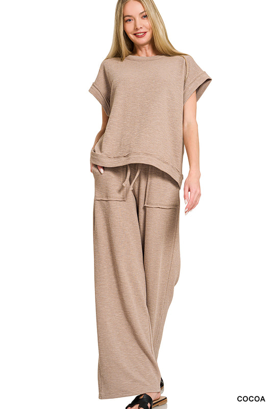 Cocoa Slub Short Tee & Pants Set