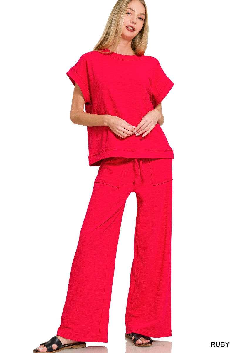 Ruby Slub Short Sleeve Tee & Pants Set