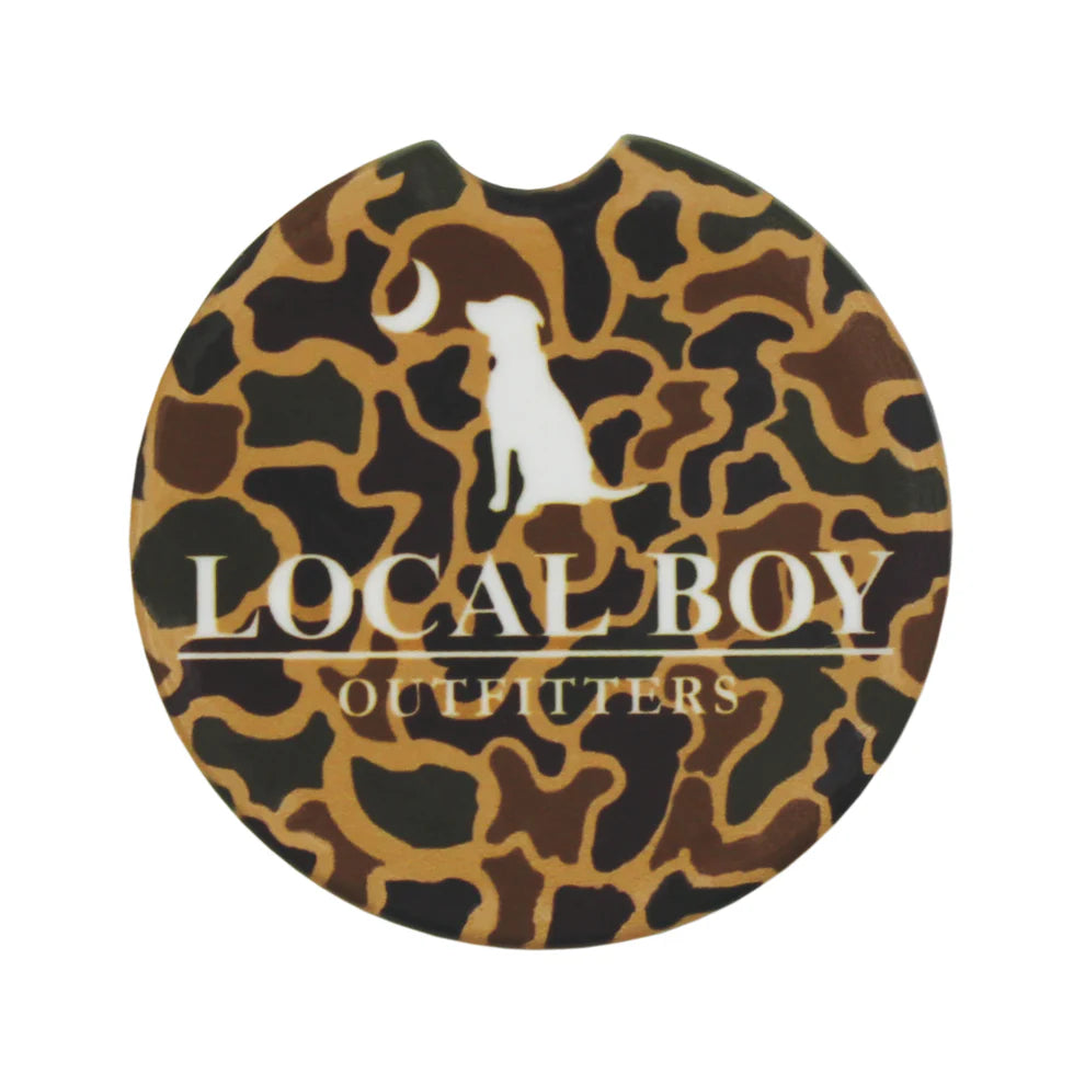 Local Boy Old School Camo Car Coaster