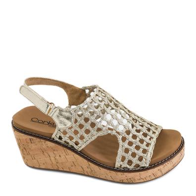 Corkys Gold Woven Wedges