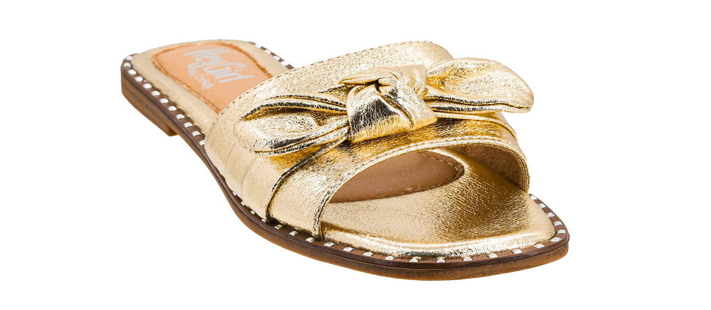 Corky's Clam Bake Gold Crinkle Metallic Slip-On Sandals