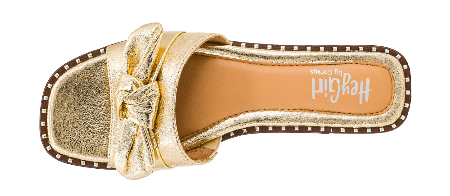 Corky's Clam Bake Gold Crinkle Metallic Slip-On Sandals