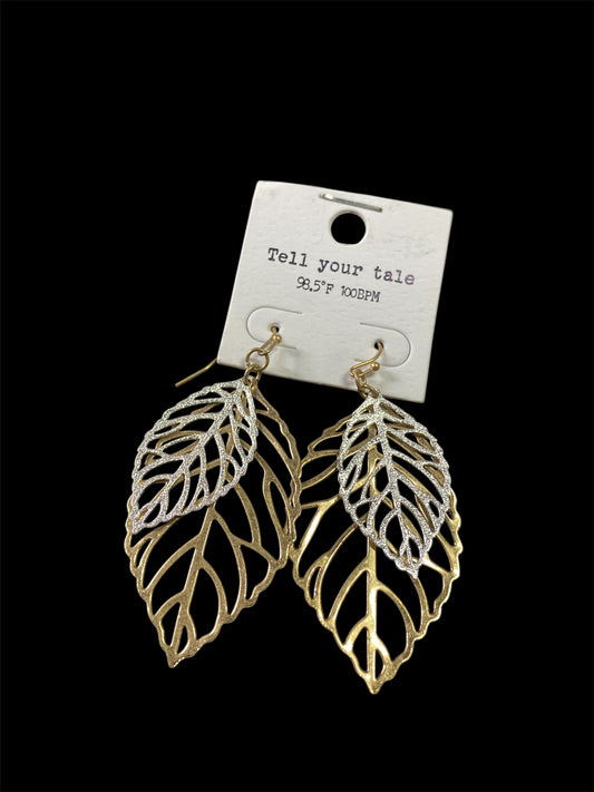 Gold and Silver Leaf Dangle Earrings