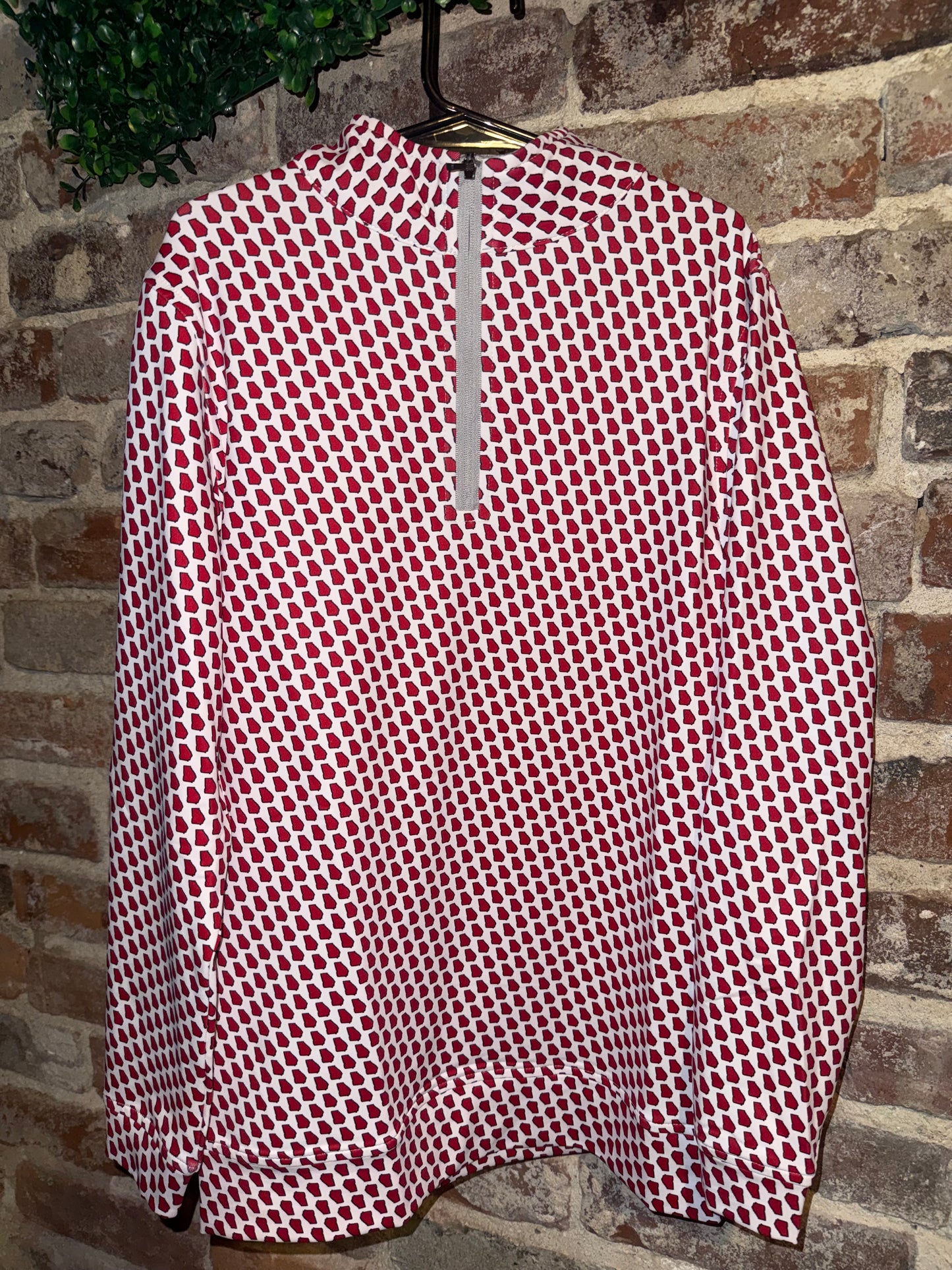 Meripex Youth Quarter Zip- GA Outline- Red Fill