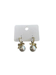 Gold Bow Silver Ball Earrings