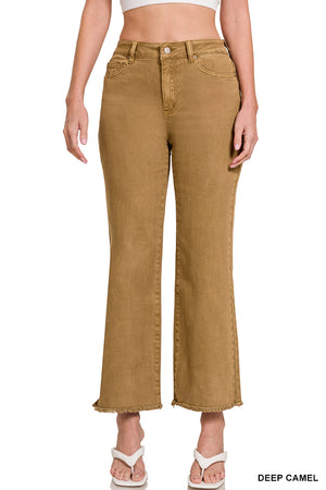 Zenana High Waist Frayed Bootcut Pants