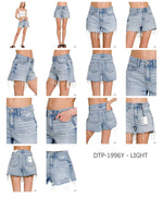 Distressed Hem Denim Shorts