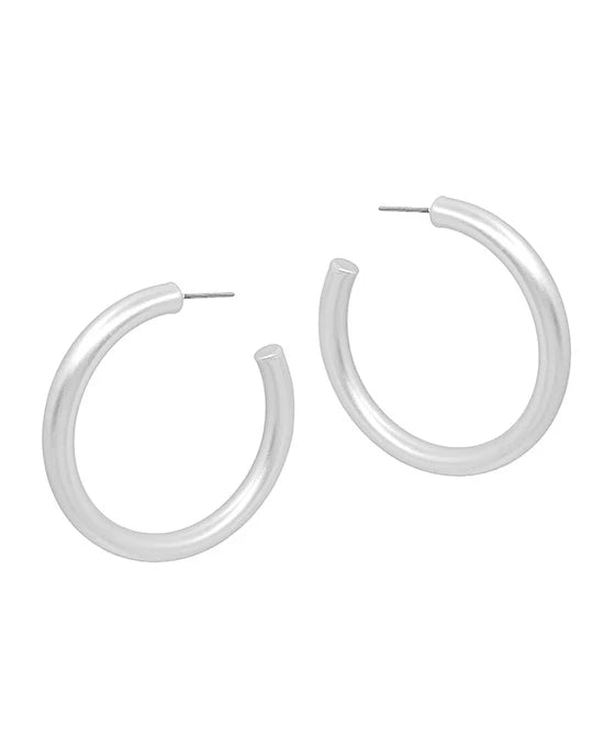 45mm Bold Metal Matte Hoop Earring