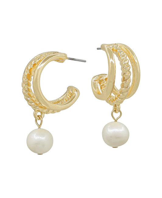 3 Line Metal w/ FWP Hoop Earring