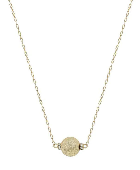 12mm Satin Ball w/ Pave Accent Short Necklace
