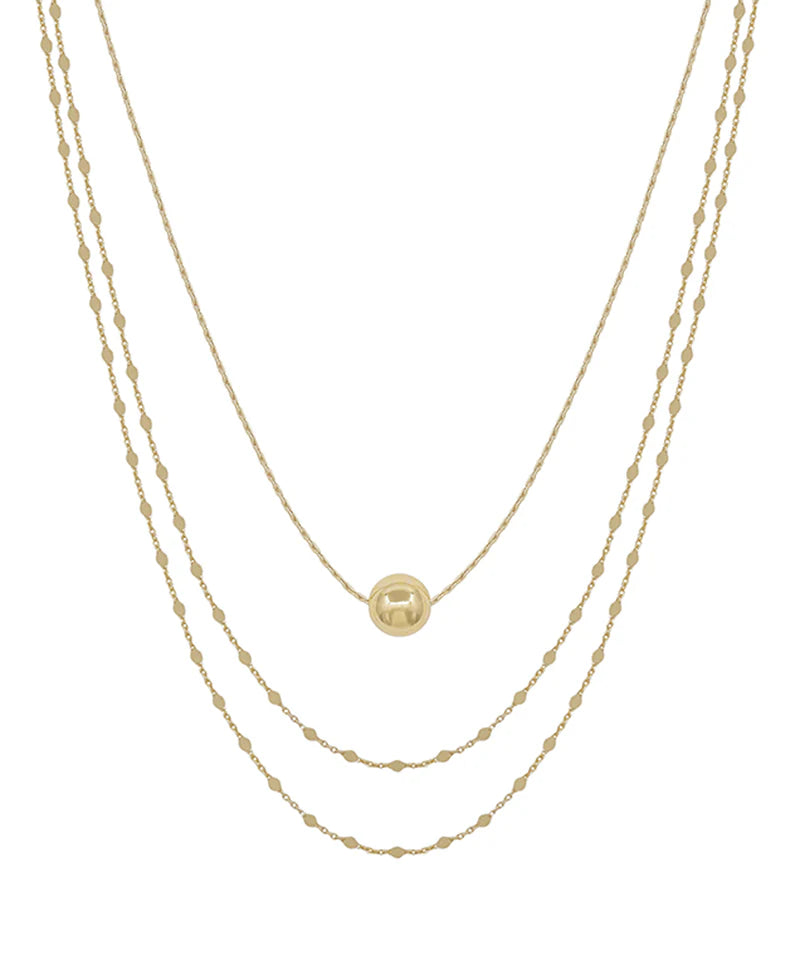 Ball Accent Layered Diamond Cut Short Necklace