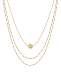 Ball Accent Layered Diamond Cut Short Necklace