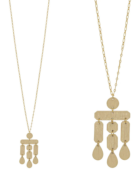 Chic&Cool Gold Geo Shape Texture Metal Necklace