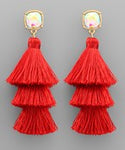 Bead & 3 Layer Tassel Earrings