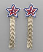 Beaded Star and Tassel Earrings