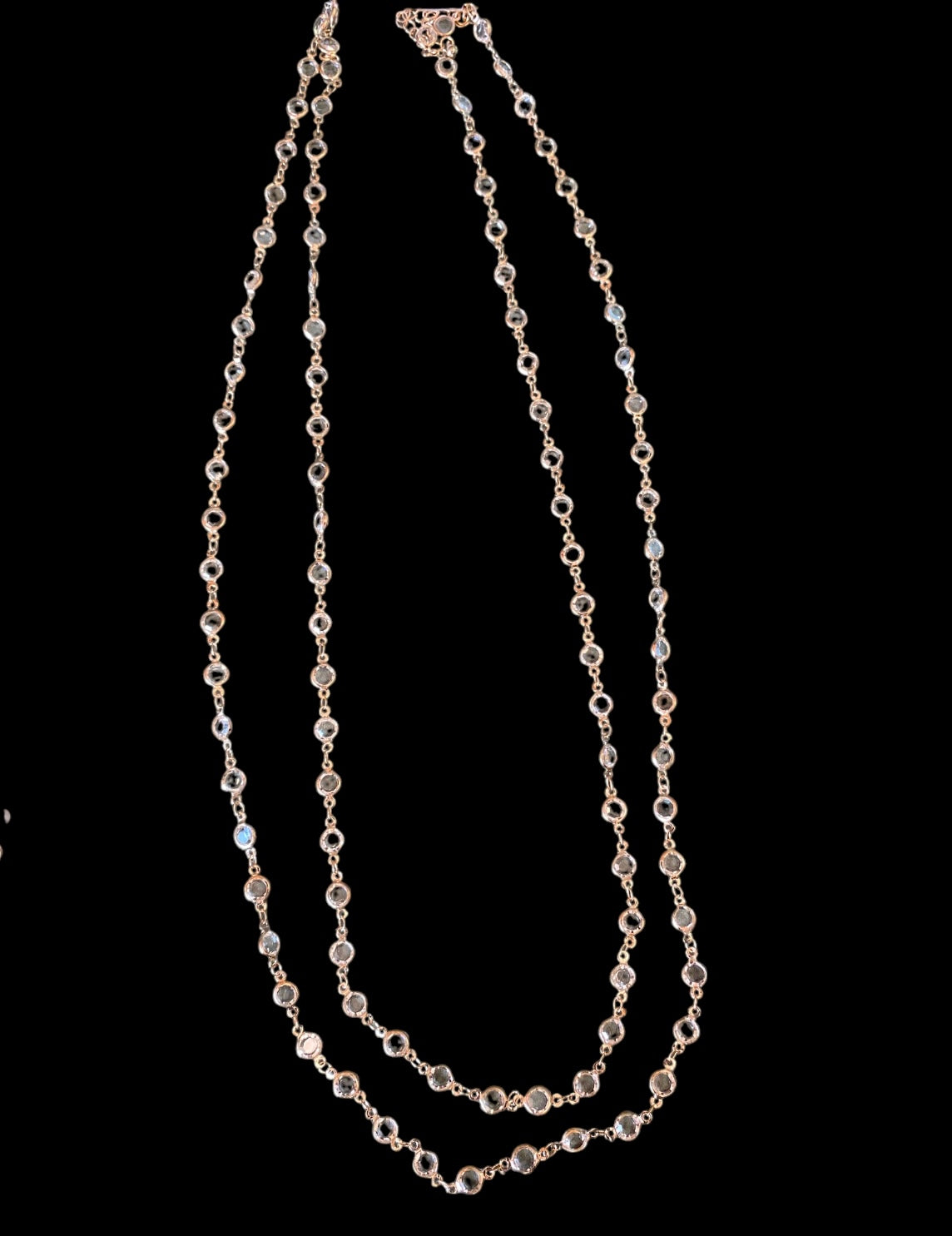 Long Double Layered Crystal Bead Necklace