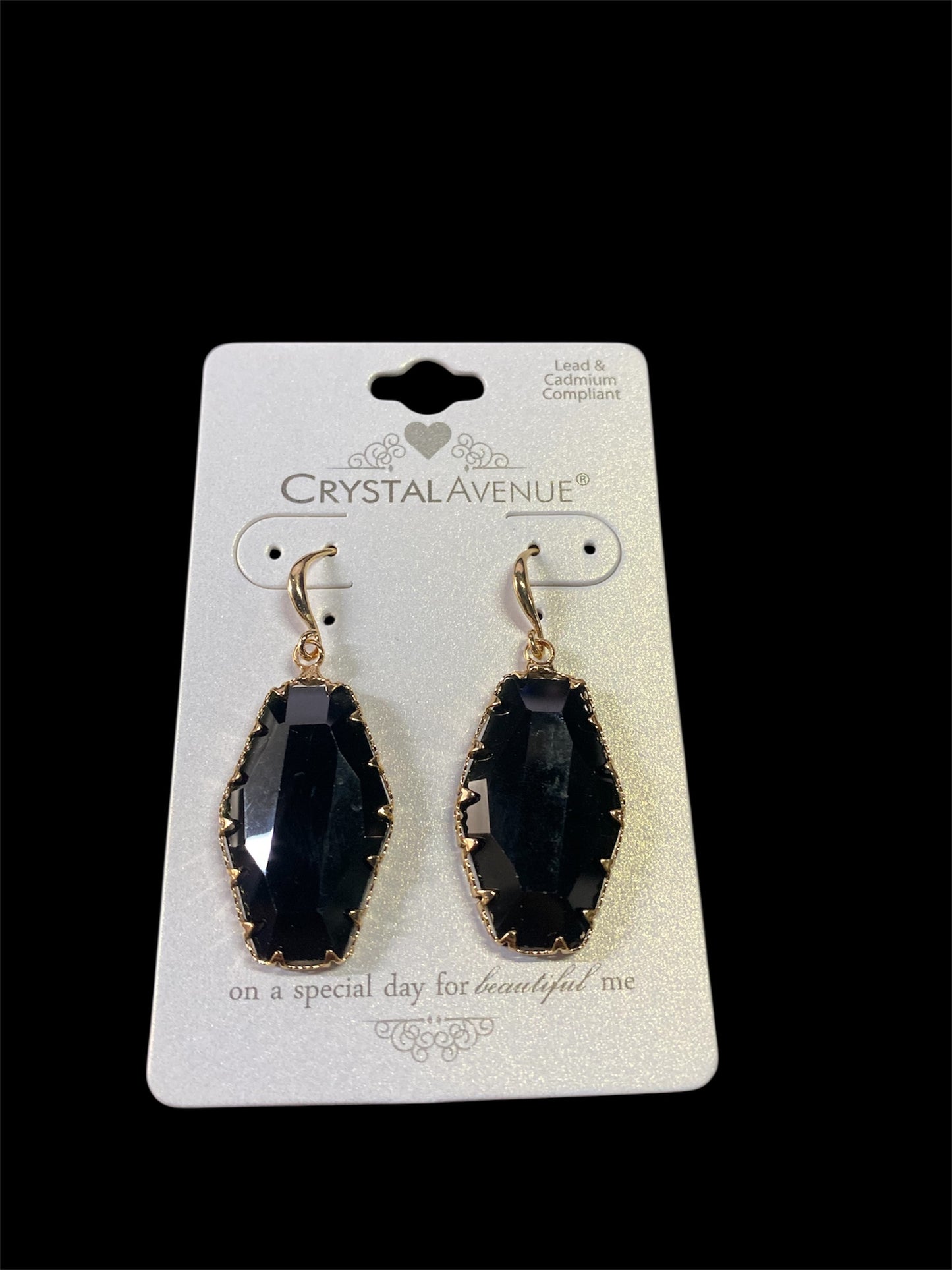 Black Crystal Dangle Earrings