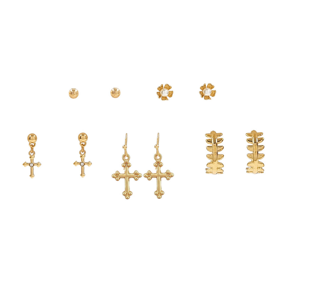 5 Pair Gold Earring Set