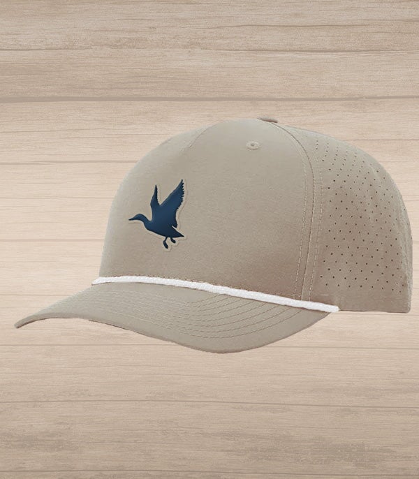 Struttin Cotton Flying Duck Grey Silicone Patch Rope Performance Hat