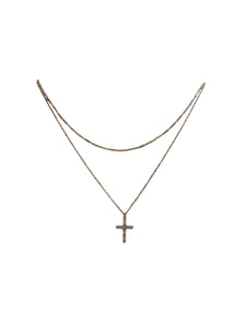 Gold teared necklace with cz Cross