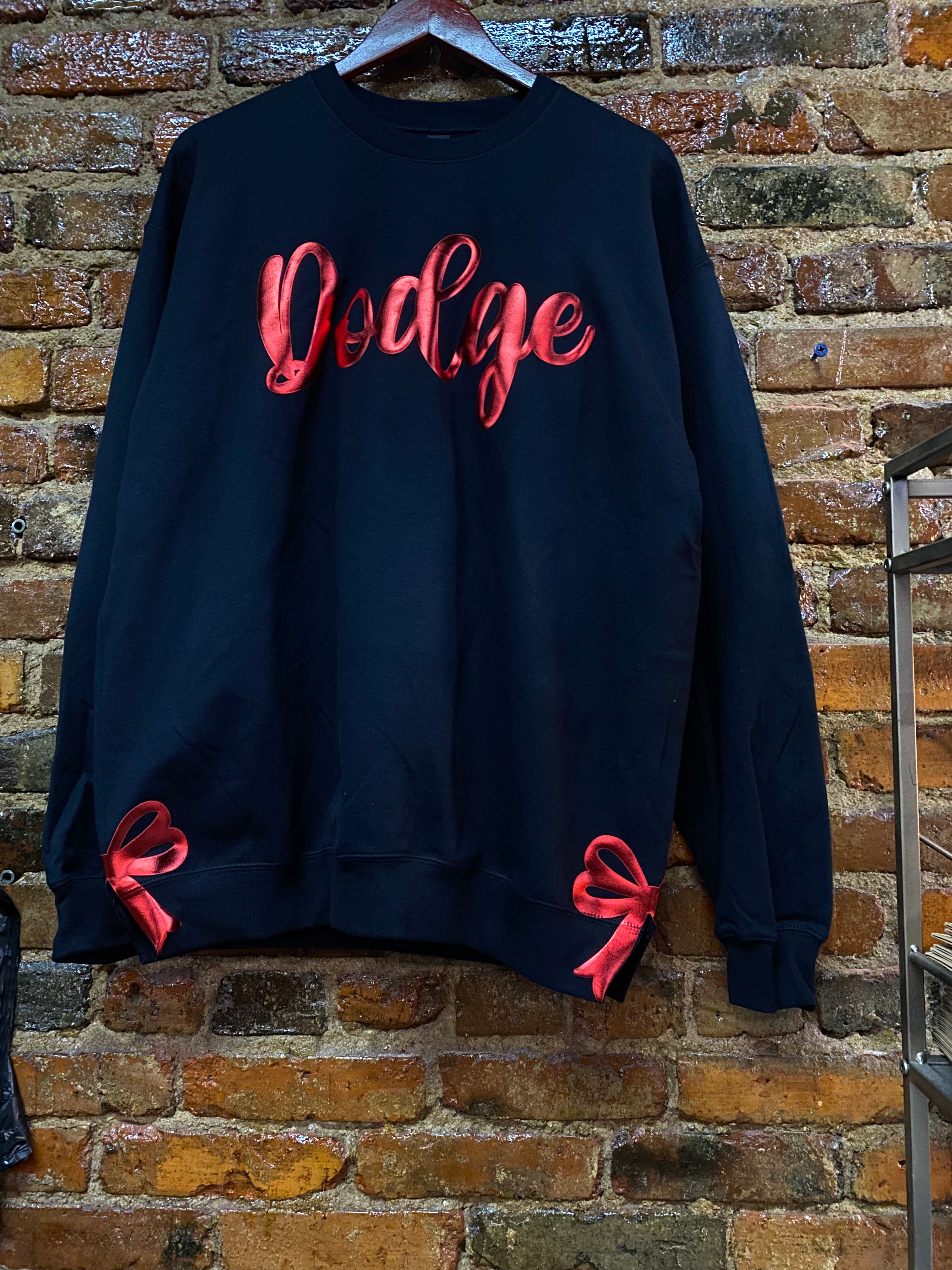 Dodge County Sweatshirt in Black with Red Bows