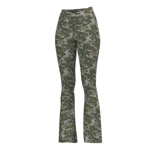Local Girl Green Leaf Flare Leggings