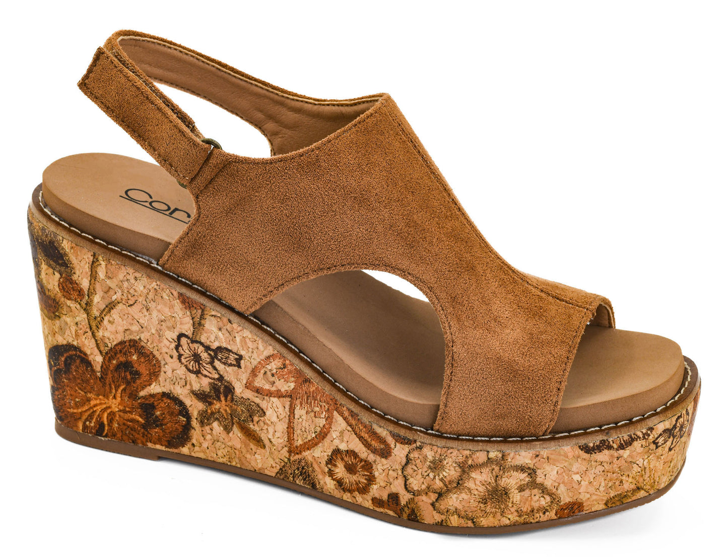 Corkys Freddie Tobacco Faux Suede Wedges