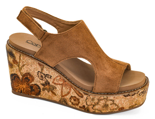 Corkys Freddie Tobacco Faux Suede Wedges