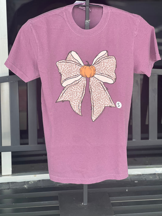 Simply You Leopard Pumpkin Bow Tee