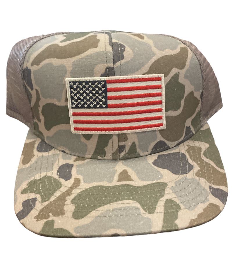 Peach State Pride Grey Camo US Flag Hat