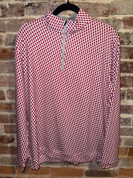 Meripex Men's Quarter Zip Shirt- Black Outline-Red Fill