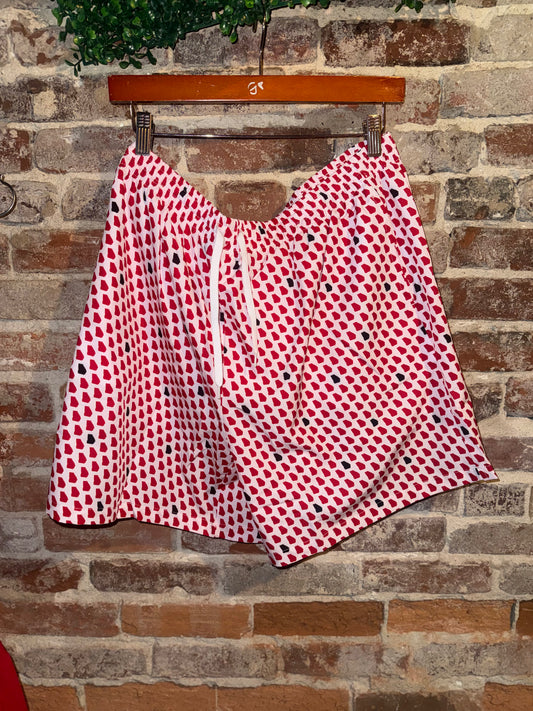 Meripex Youth 4-Way Stretch Swim Shorts- GA-Red/Black Solid Fill (White Background)