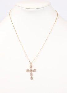 Caroline Hill Roxton CZ Cross Necklace GOLD