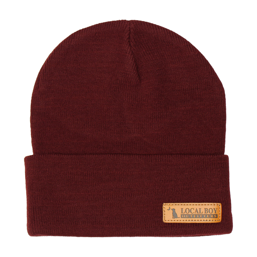 Local Boy Garnet Leather Label Beanie