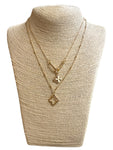 Gold Clover Two Piece Necklace Set