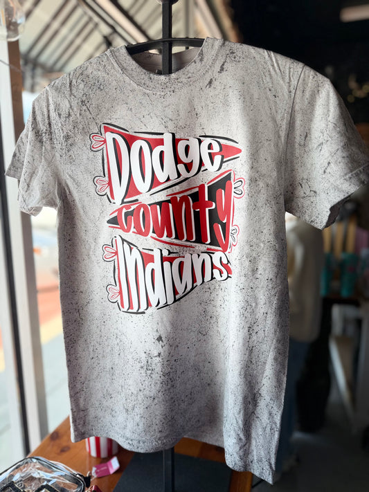 Three Kids and a Press Marbled Tie-Dye Dodge Indians Tee