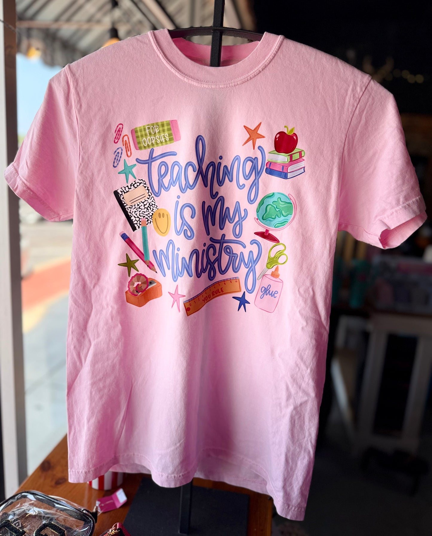 Three Kids and a Press Teaching Is My Ministy Tee