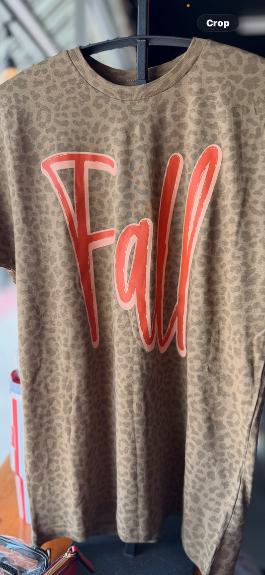 Three Kids and a Press Leopard Fall Tee