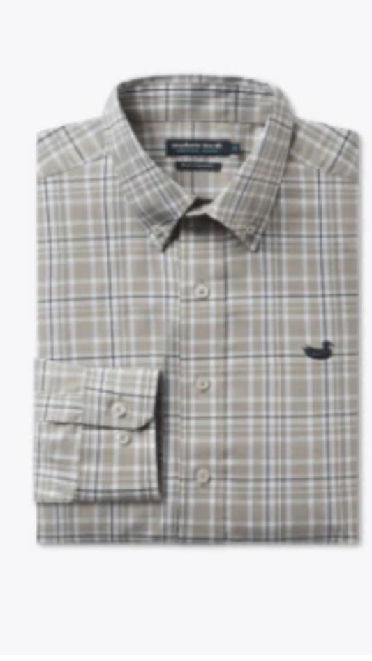Southern Marsh Burnt Taupe & Navy Grainger Performance Dress Shirt