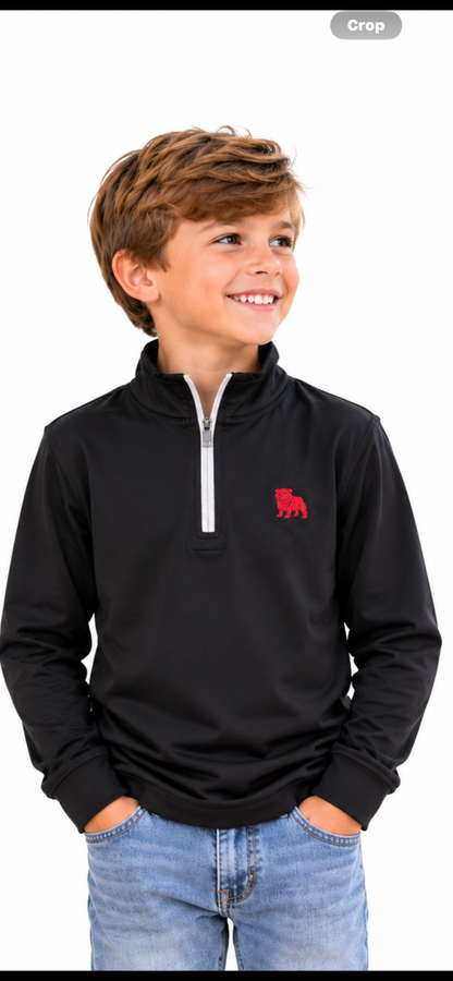 Youth Meripex Black Quarter Zip Red Bulldog