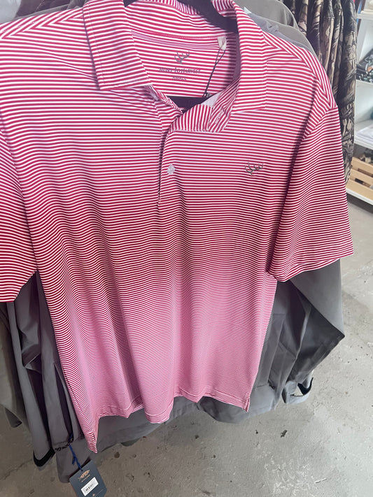 Hunt to Harvest Red & White Striped Polo