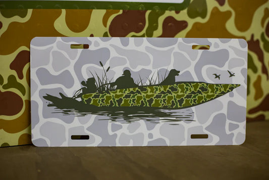 Scent South Duck Boat White Camo Vehicle Tag