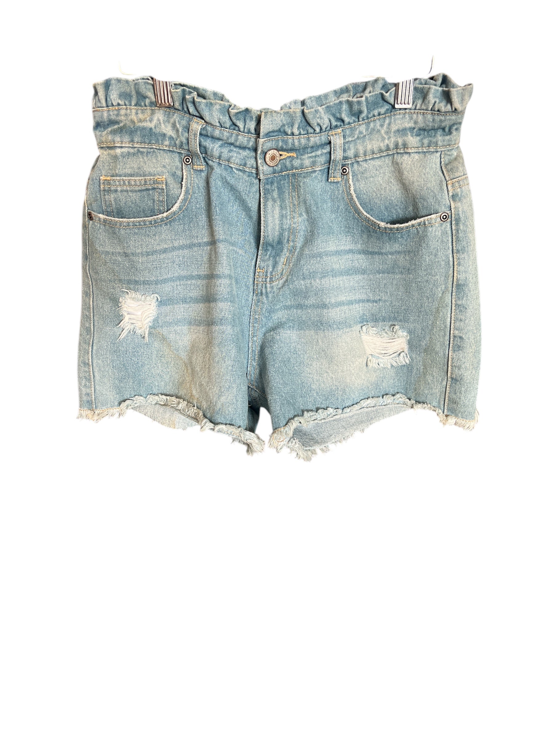 Ruffle Waist Denim Shorts