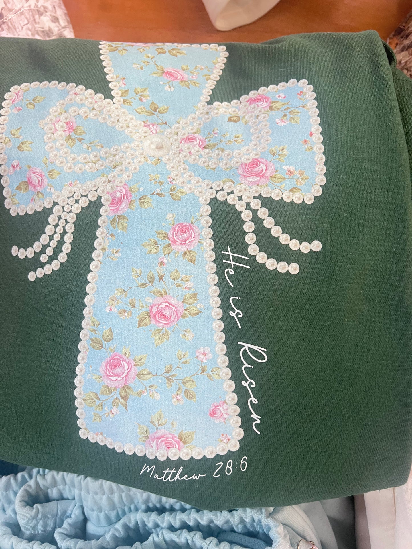 Simply You He Is Risen Floral Cross T-Shirt