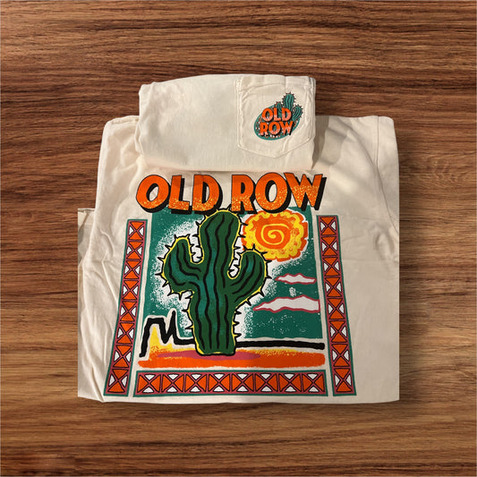 Old Row Ivory Western Cactus pocket tee